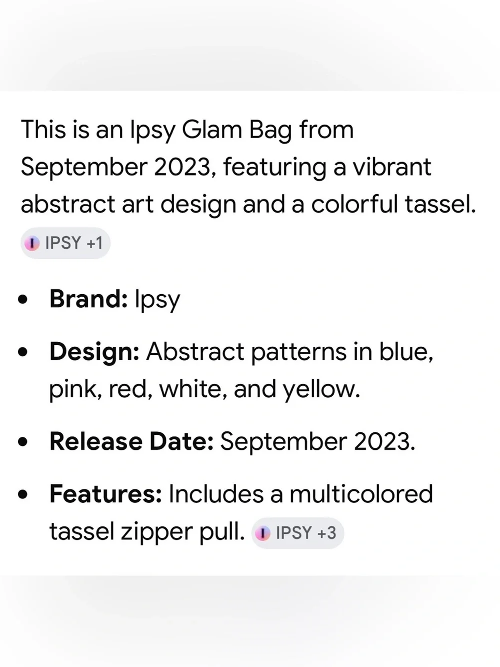 Retired Ipsy Glam Bag